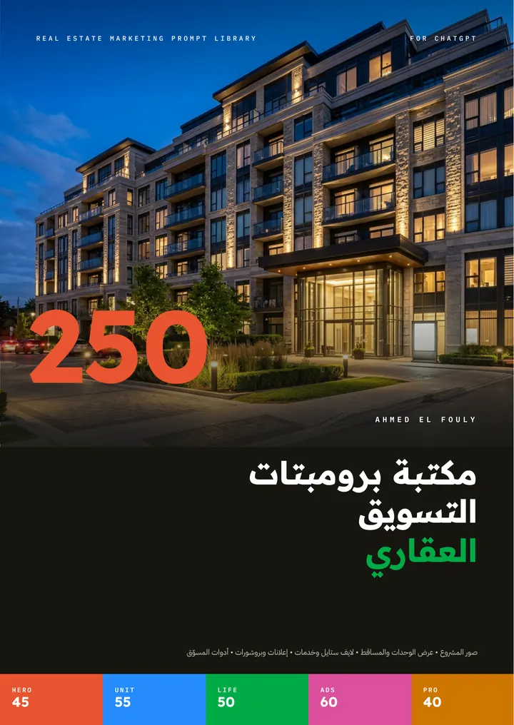 غلاف مكتبة برومبتات التسويق العقاري